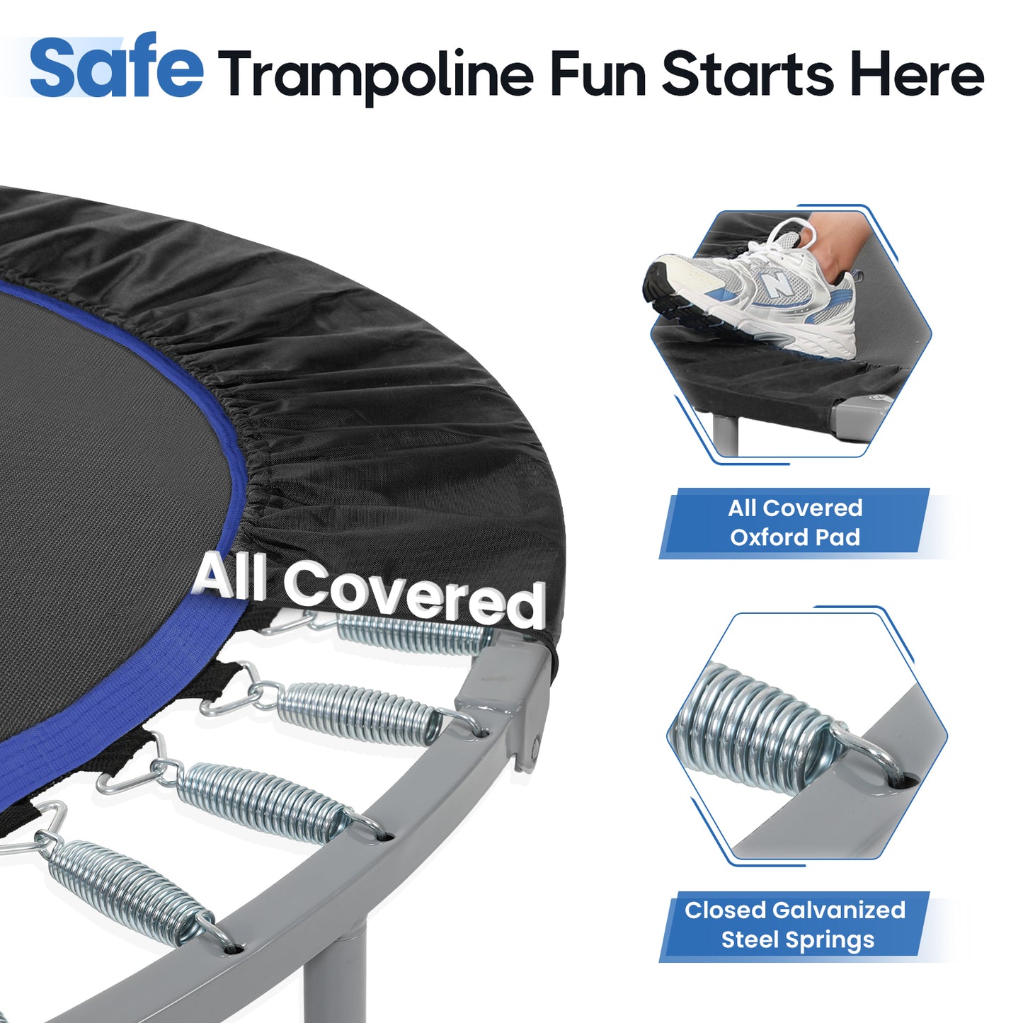 Foldable Mini Trampoline | No Handle | Steel Spring Trampoline-48Inch/440lbs