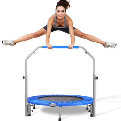 48-Blue Foldable Mini Trampoline with Adjustable Foam Handle