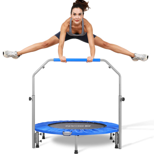 48-Blue Foldable Mini Trampoline with Adjustable Foam Handle