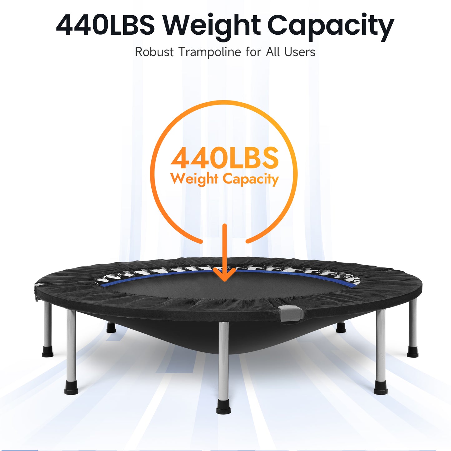 Foldable Mini Trampoline | No Handle | Steel Spring Trampoline-48Inch/440lbs