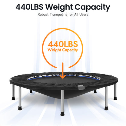 Foldable Mini Trampoline | No Handle | Steel Spring Trampoline-48Inch/440lbs