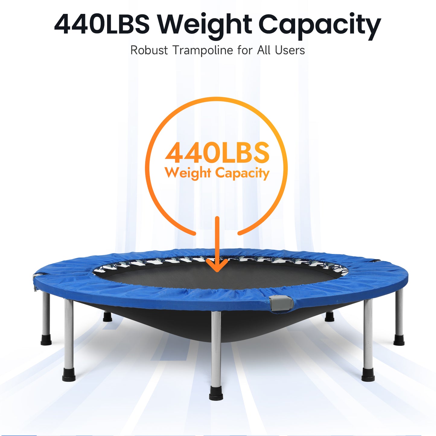 48-Blue Foldable Mini Trampoline with Adjustable Foam Handle
