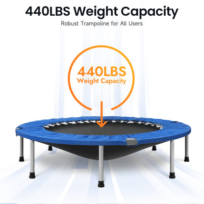 48-Blue Foldable Mini Trampoline with Adjustable Foam Handle
