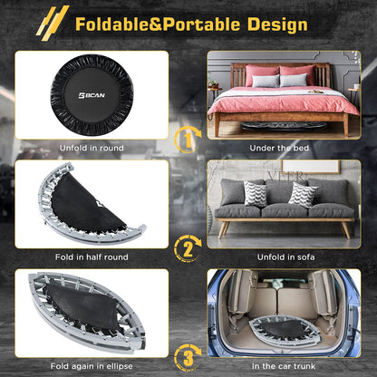 Foldable Mini Trampoline|No Handle|Steel Spring Trampoline-38Inch/330lbs