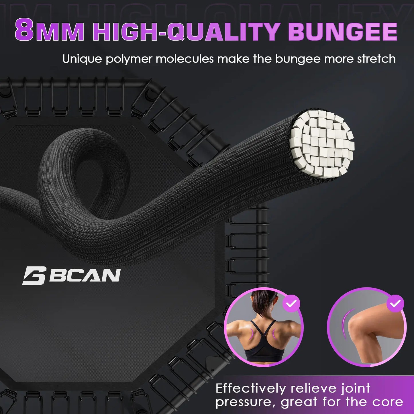 51IN/450LBS  Exercise Rebounder Trampoline with T-Adjustable Handle Bar Silent Bungees, Octagonal