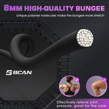 51IN/450LBS  Exercise Rebounder Trampoline with T-Adjustable Handle Bar Silent Bungees, Octagonal