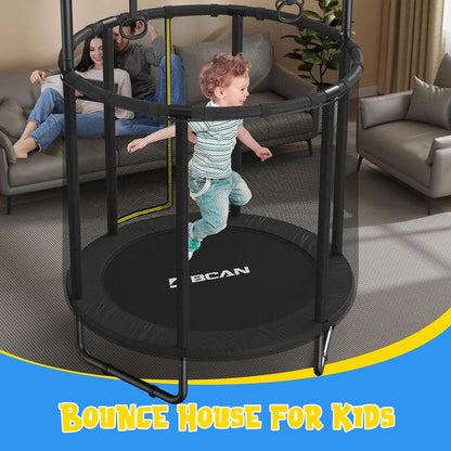 55" Mini Trampoline for Ages 1 to 8 Kid, 5FT Toddler Trampoline with Enclosure Net