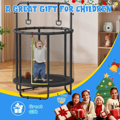 55" Mini Trampoline for Ages 1 to 8 Kid, 5FT Toddler Trampoline with Enclosure Net