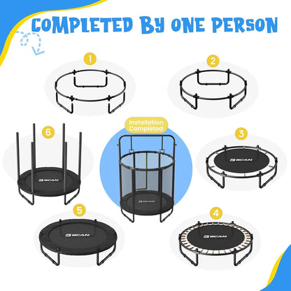 55" Mini Trampoline for Ages 1 to 8 Kid, 5FT Toddler Trampoline with Enclosure Net