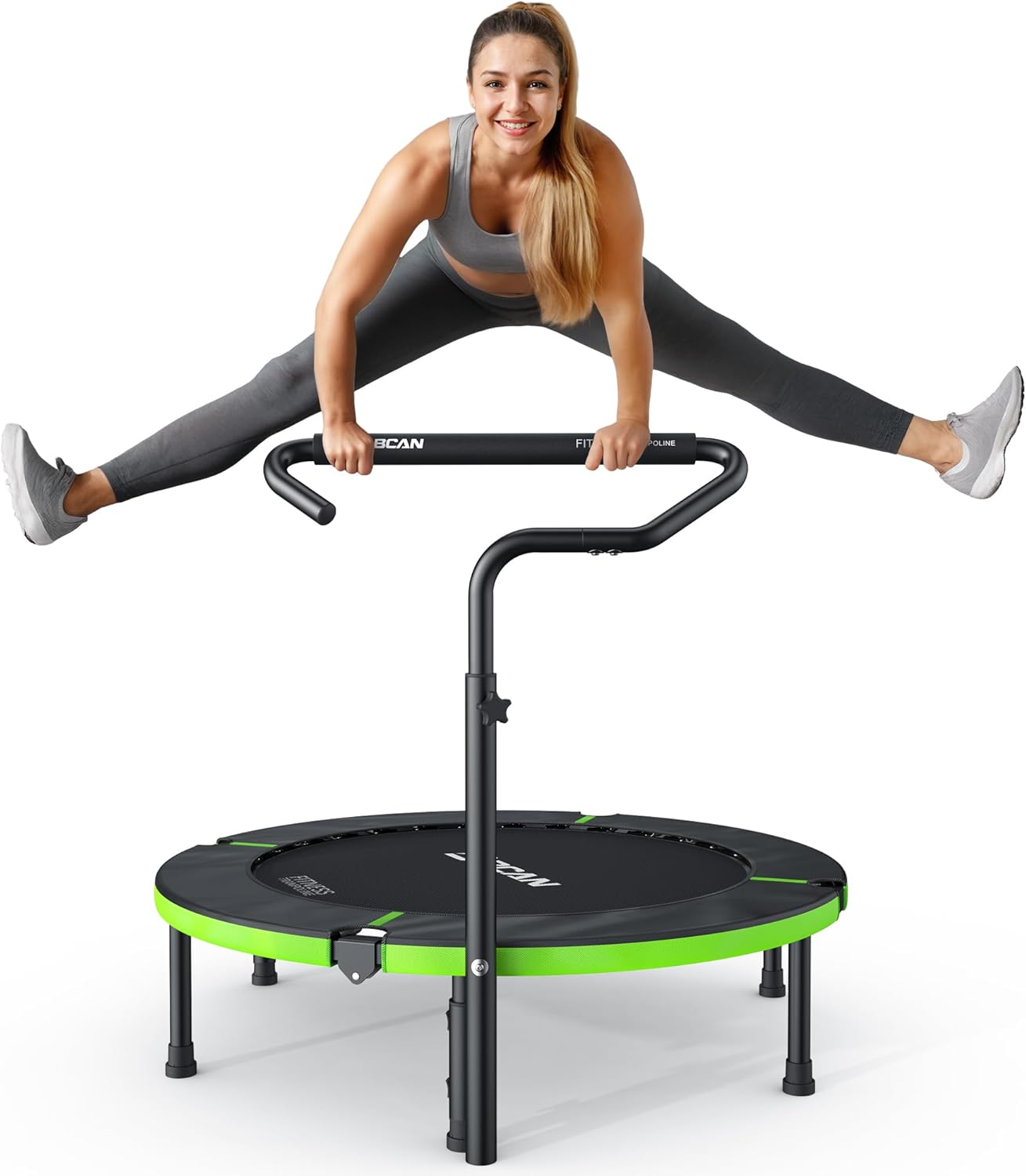 Exercise Rebounder Trampoline For Adults | Adjustable Handle-T Handle-40"/48"