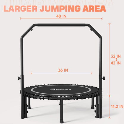 BCAN Foldable Mini Trampoline - Sliver/40Inch/450LBS