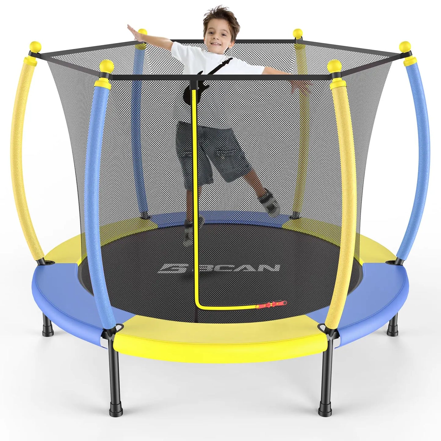 60'' Mini Trampoline for Ages 1 to 8 Kid with Enclosure Net - 5FT Toddler Trampoline For Indoor/Outdoor Use