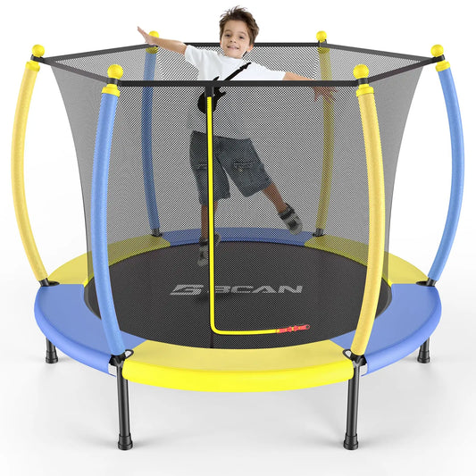 60'' Mini Trampoline for Ages 1 to 8 Kid with Enclosure Net - 5FT Toddler Trampoline For Indoor/Outdoor Use