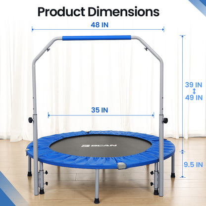 48-Blue Foldable Mini Trampoline with Adjustable Foam Handle