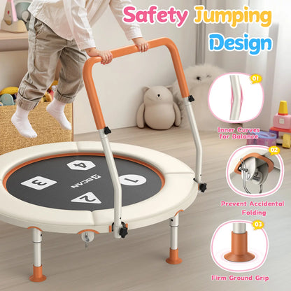 Toddler Trampoline | Adjustable Handle- 36IN-Beige