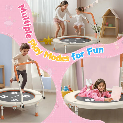 Toddler Trampoline | Adjustable Handle- 36IN-Beige